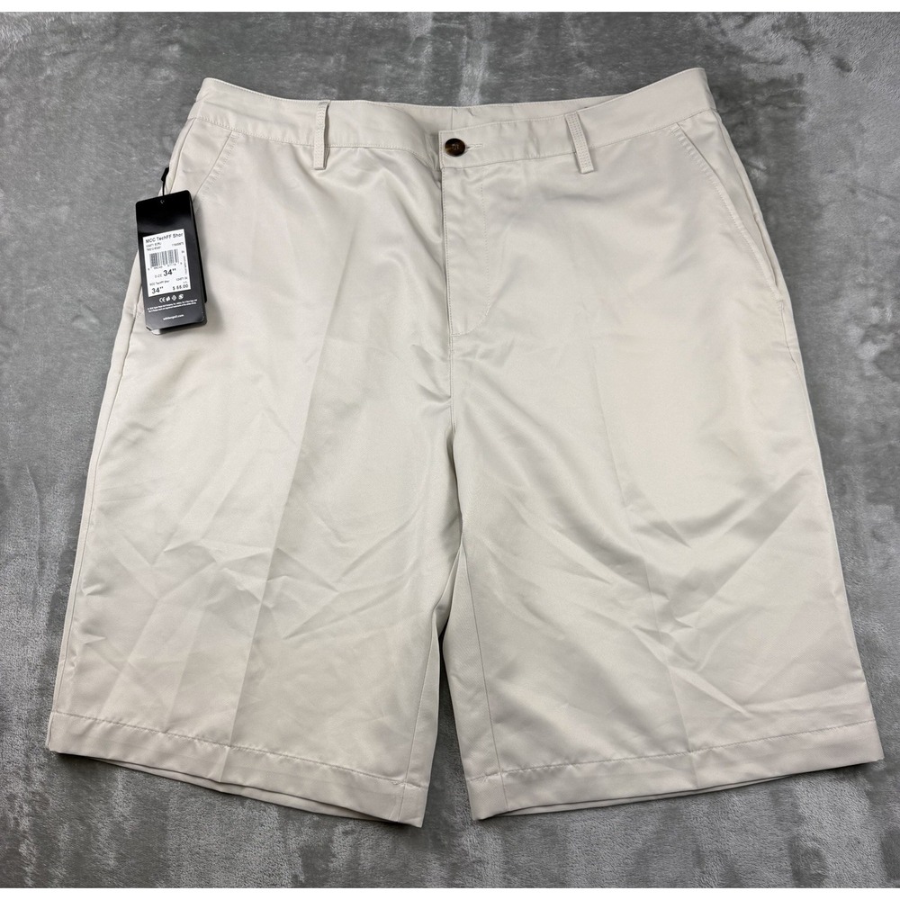 Adidas Golf Climalite Shorts Mens Size 34 Tan Tech Flat Front NWT